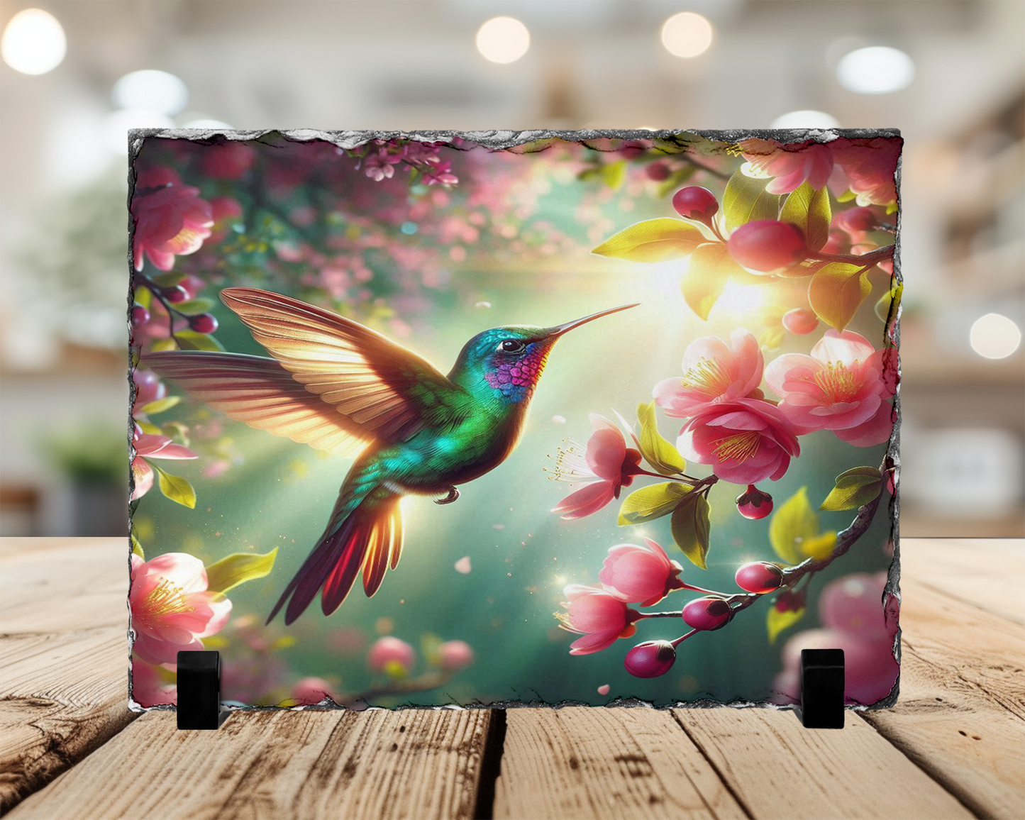 Hummingbird Photo Slate - Nature-Inspired Wall Art for Home Decor