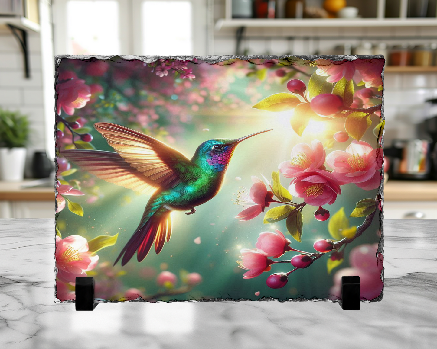 Hummingbird Photo Slate - Nature-Inspired Wall Art for Home Decor