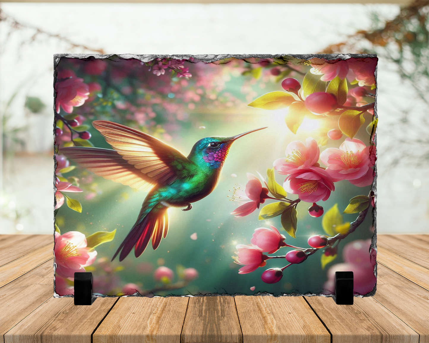Hummingbird Photo Slate - Nature-Inspired Wall Art for Home Decor