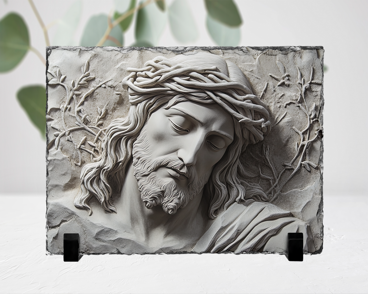 Jesus Bust Photo Slate - Christian Home Decor for Faith-Inspired Spaces