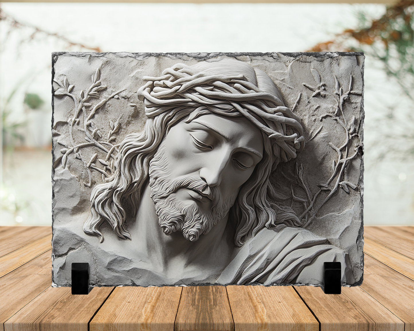Jesus Bust Photo Slate - Christian Home Decor for Faith-Inspired Spaces