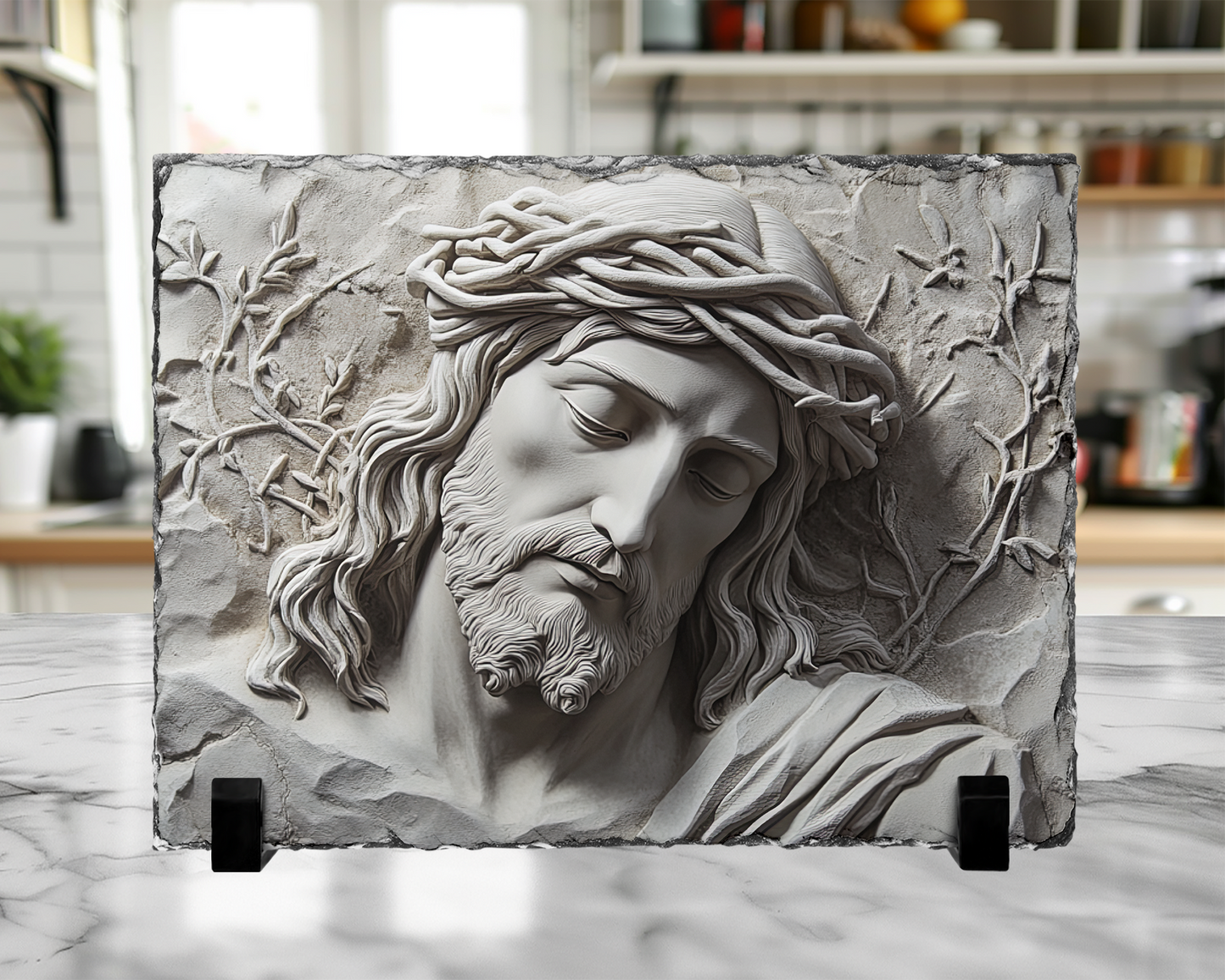 Jesus Bust Photo Slate - Christian Home Decor for Faith-Inspired Spaces