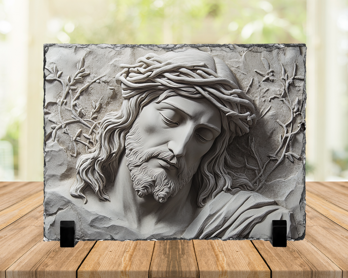 Jesus Bust Photo Slate - Christian Home Decor for Faith-Inspired Spaces