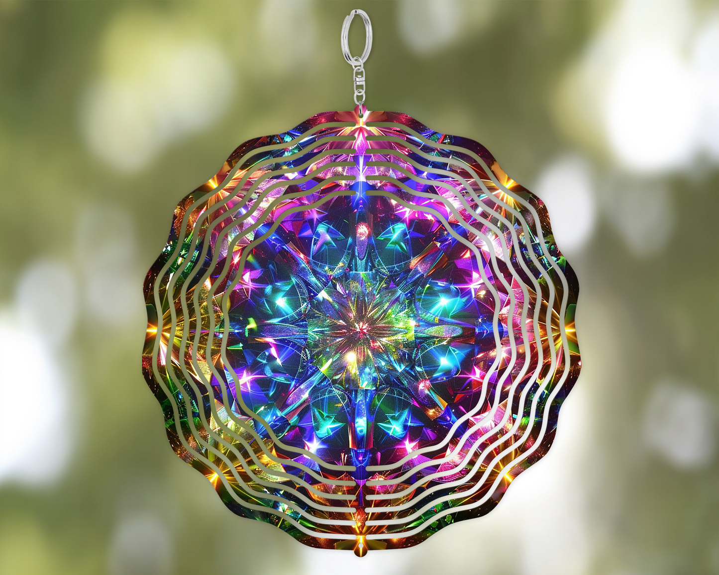 Colorful Aluminum Wind Spinner with Kaleidoscope Design for Stunning Outdoor Decor