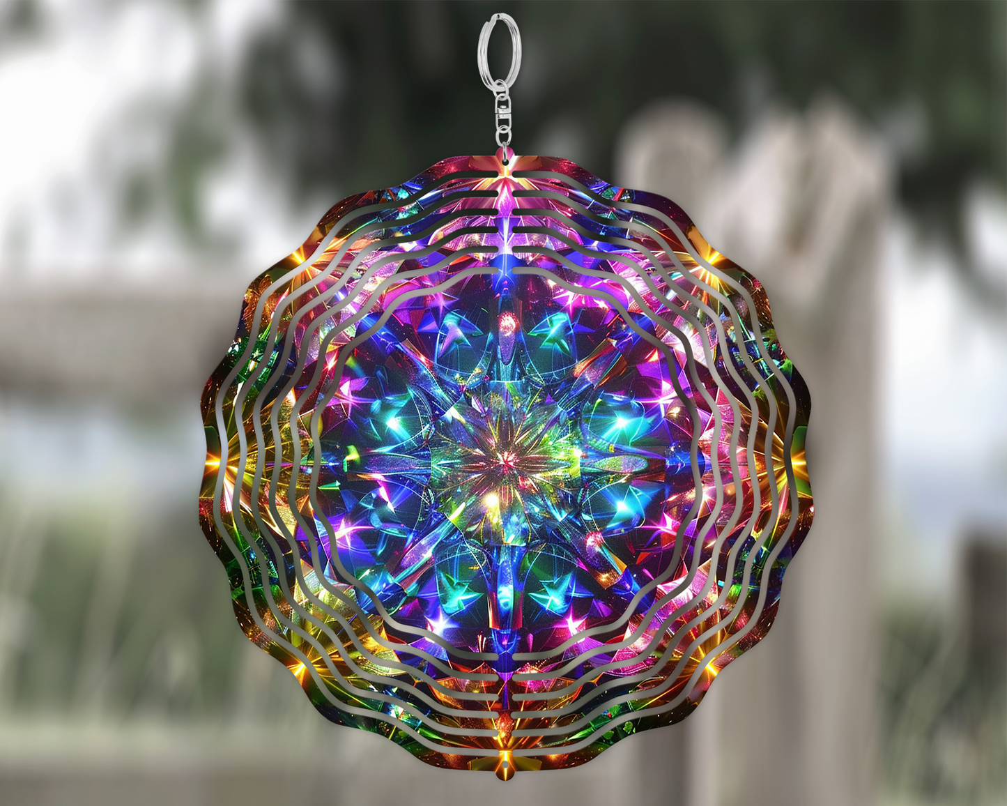 Colorful Aluminum Wind Spinner with Kaleidoscope Design for Stunning Outdoor Decor