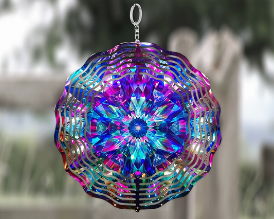 Colorful 10-Inch Kaleidoscope Wind Spinner for Vibrant Outdoor Decor