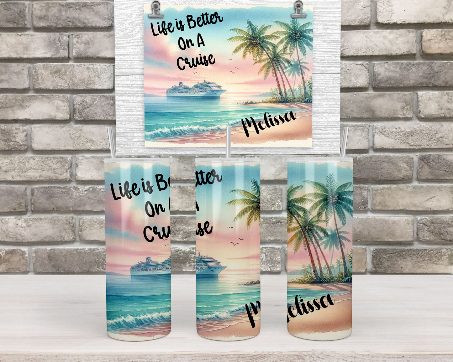 Personalized Cruise Tumbler - Life is Better on a Cruise Girls Trip Cup Perfect Group Gift for Vacation Adventures