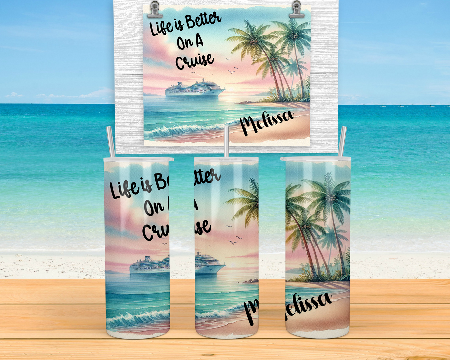 Personalized Cruise Tumbler - Life is Better on a Cruise Girls Trip Cup Perfect Group Gift for Vacation Adventures