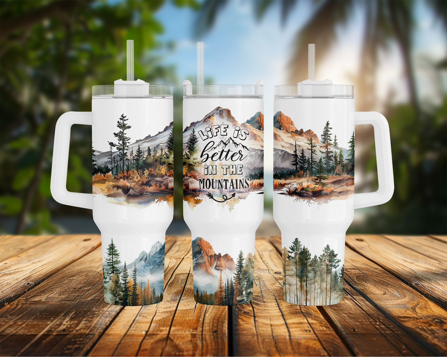 Life Is Better In the Mountains 40oz Tumbler, Stainless Steel with Handle