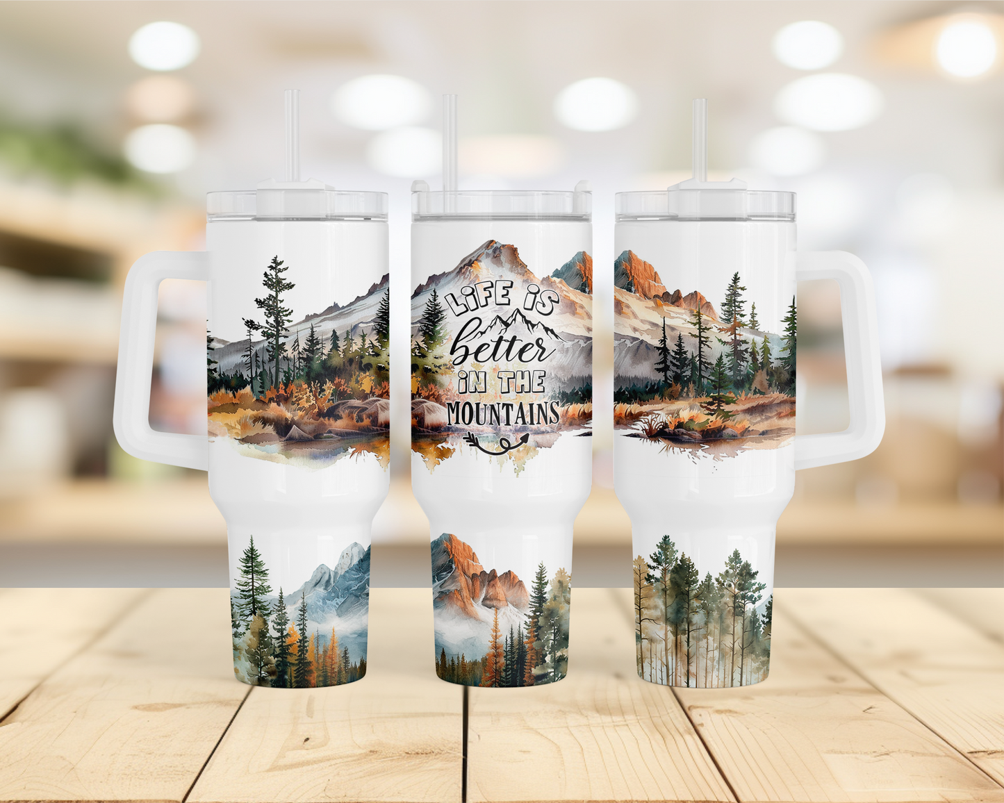 Life Is Better In the Mountains 40oz Tumbler, Stainless Steel with Handle