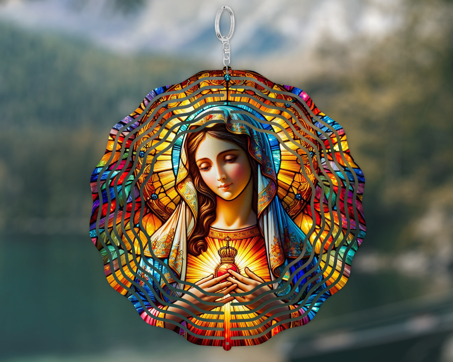 Mother Mary Wind Spinner - Inspirational Christian Garden Art for Mothers Day Gift