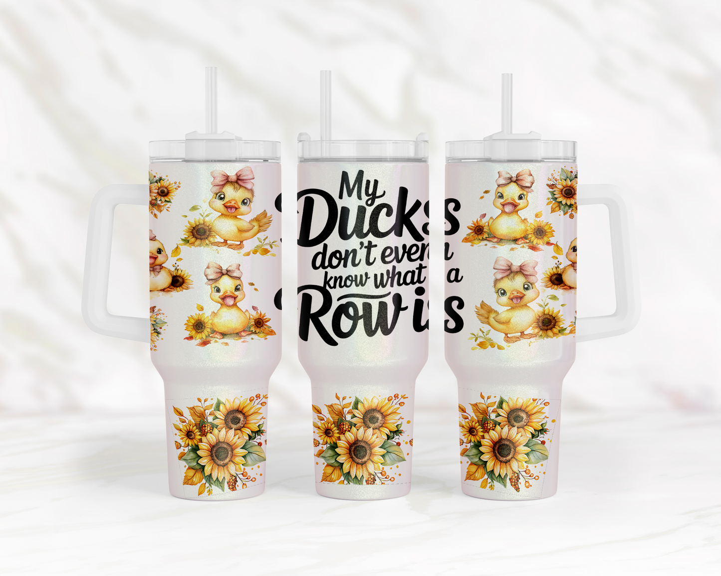 Duck Themed Stainless-Steel Tumbler with Glitter Finish, 40oz Travel Mug, Unique Gift for Sister, Unique Tumbler, Stylish Tumbler, Fun Quote