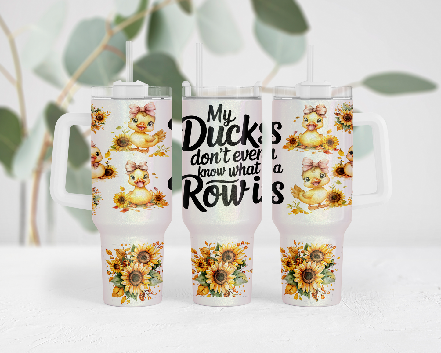 Duck Themed Stainless-Steel Tumbler with Glitter Finish, 40oz Travel Mug, Unique Gift for Sister, Unique Tumbler, Stylish Tumbler, Fun Quote