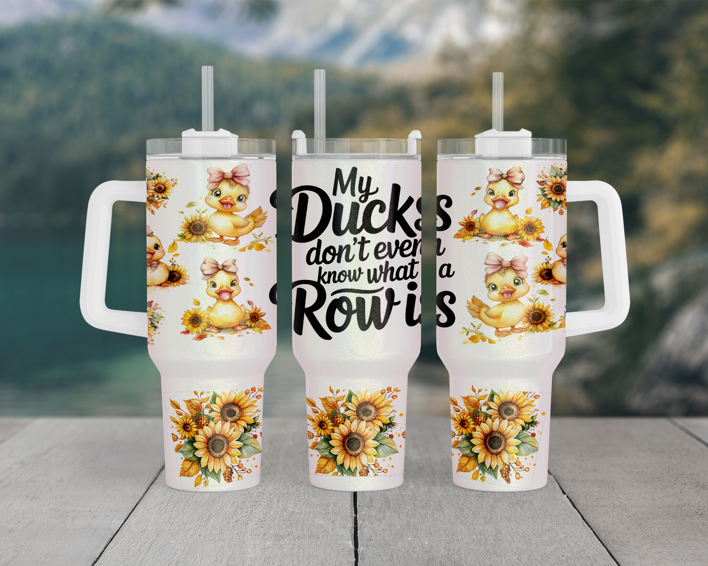 Duck Themed Stainless-Steel Tumbler with Glitter Finish, 40oz Travel Mug, Unique Gift for Sister, Unique Tumbler, Stylish Tumbler, Fun Quote