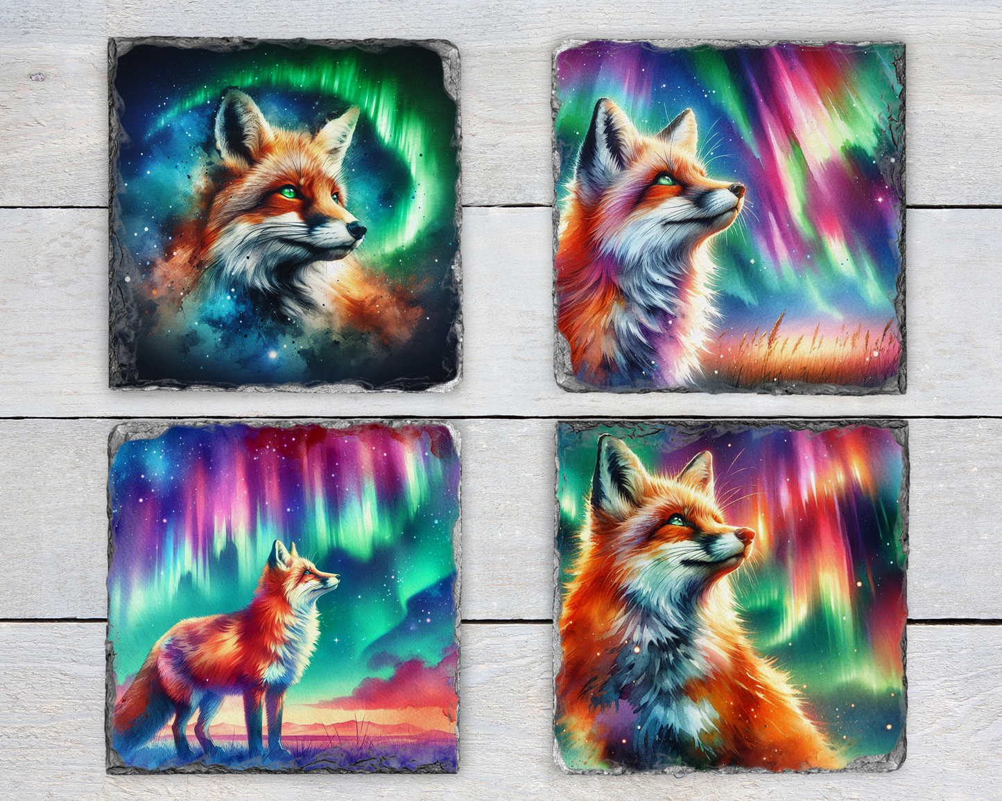 Rustic Slate Coasters featuring Different Images - Set of 4
