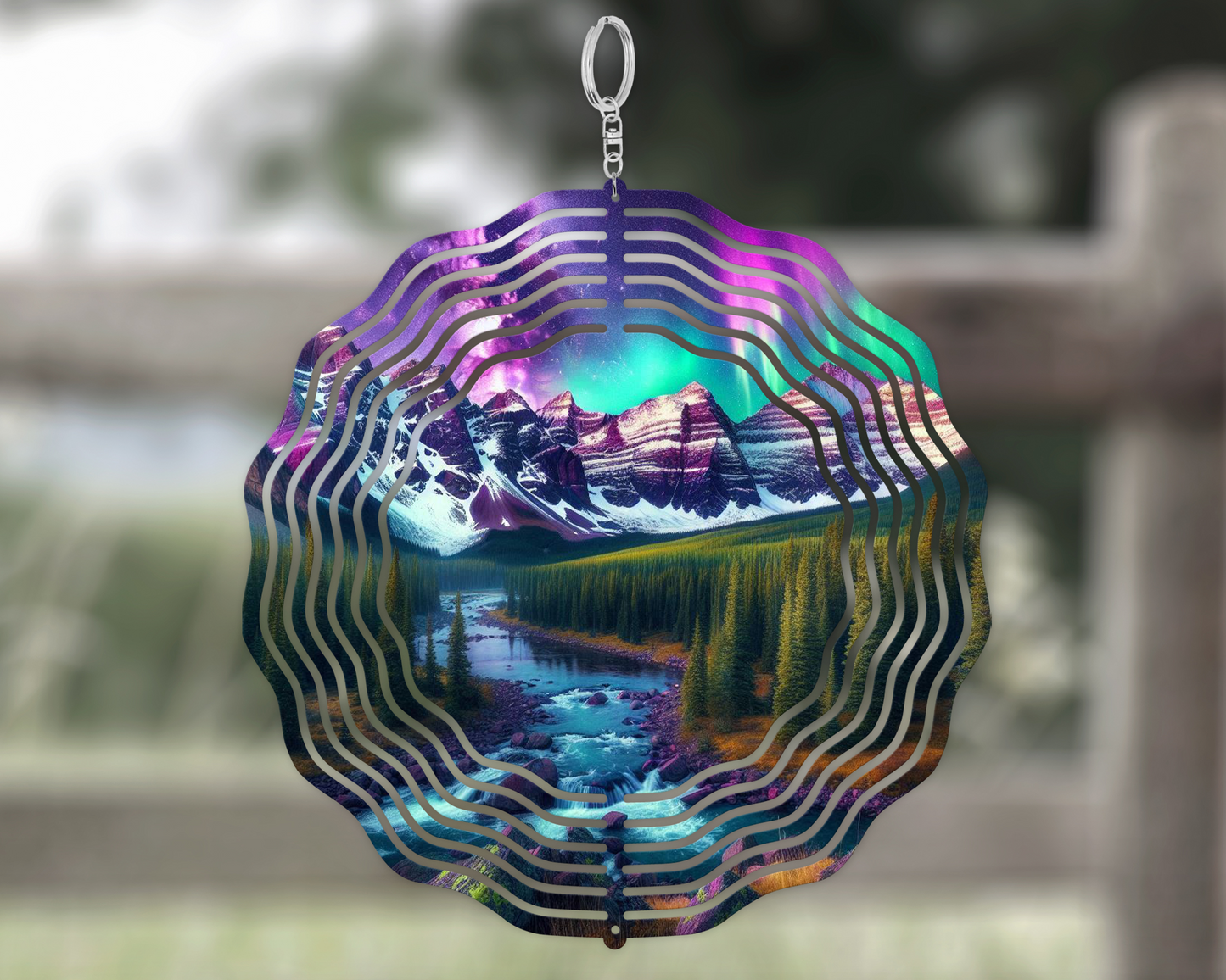 Northern Lights Wind Spinner - Unique Outdoor Hanging Decor for Enchanting Gardens