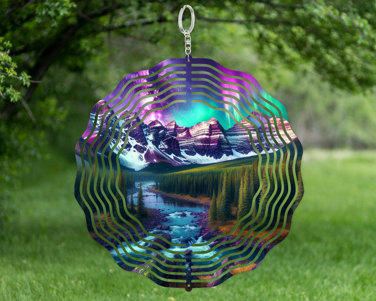 Northern Lights Wind Spinner - Unique Outdoor Hanging Decor for Enchanting Gardens