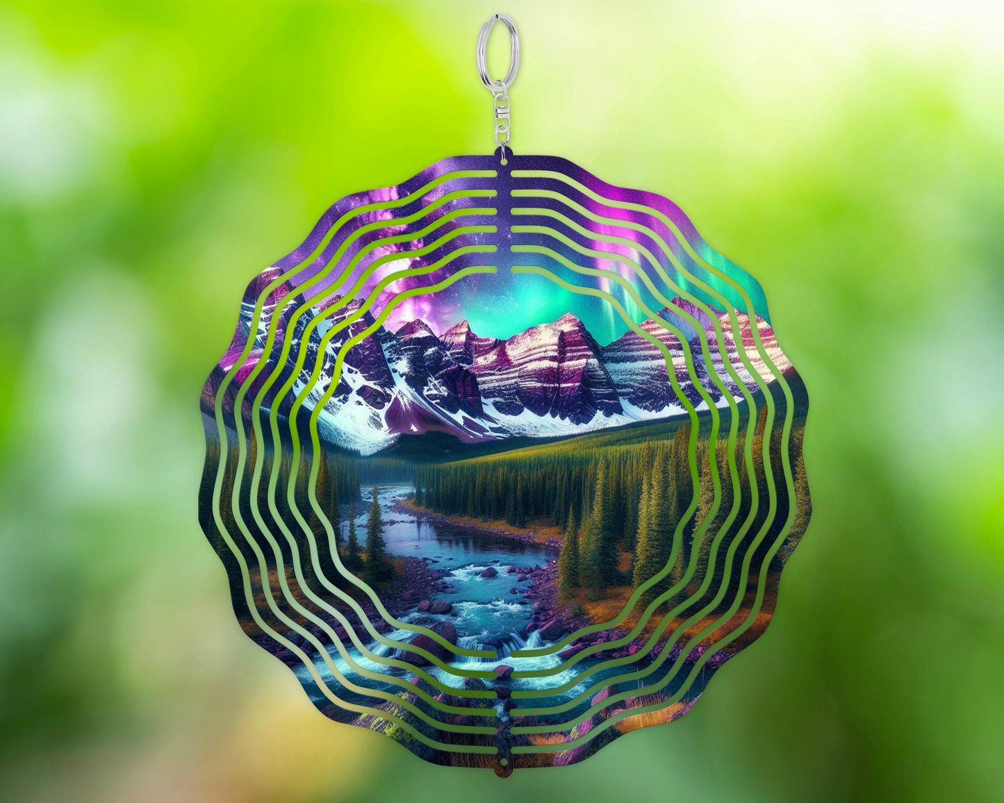 Northern Lights Wind Spinner - Unique Outdoor Hanging Decor for Enchanting Gardens