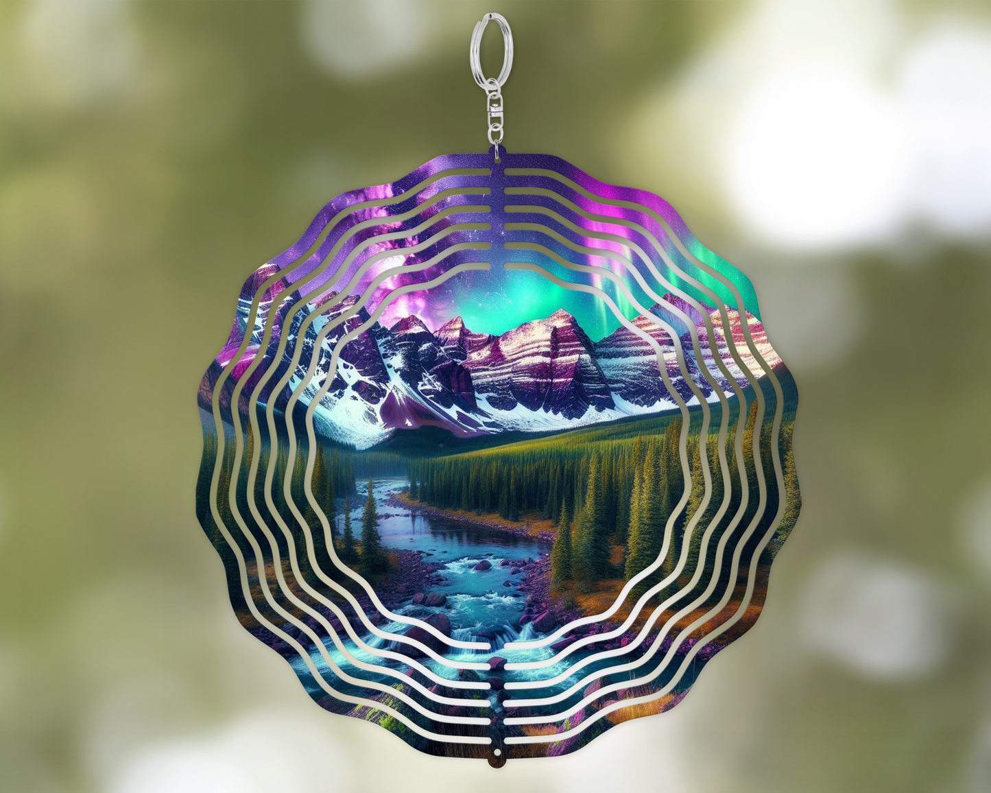 Northern Lights Wind Spinner - Unique Outdoor Hanging Decor for Enchanting Gardens