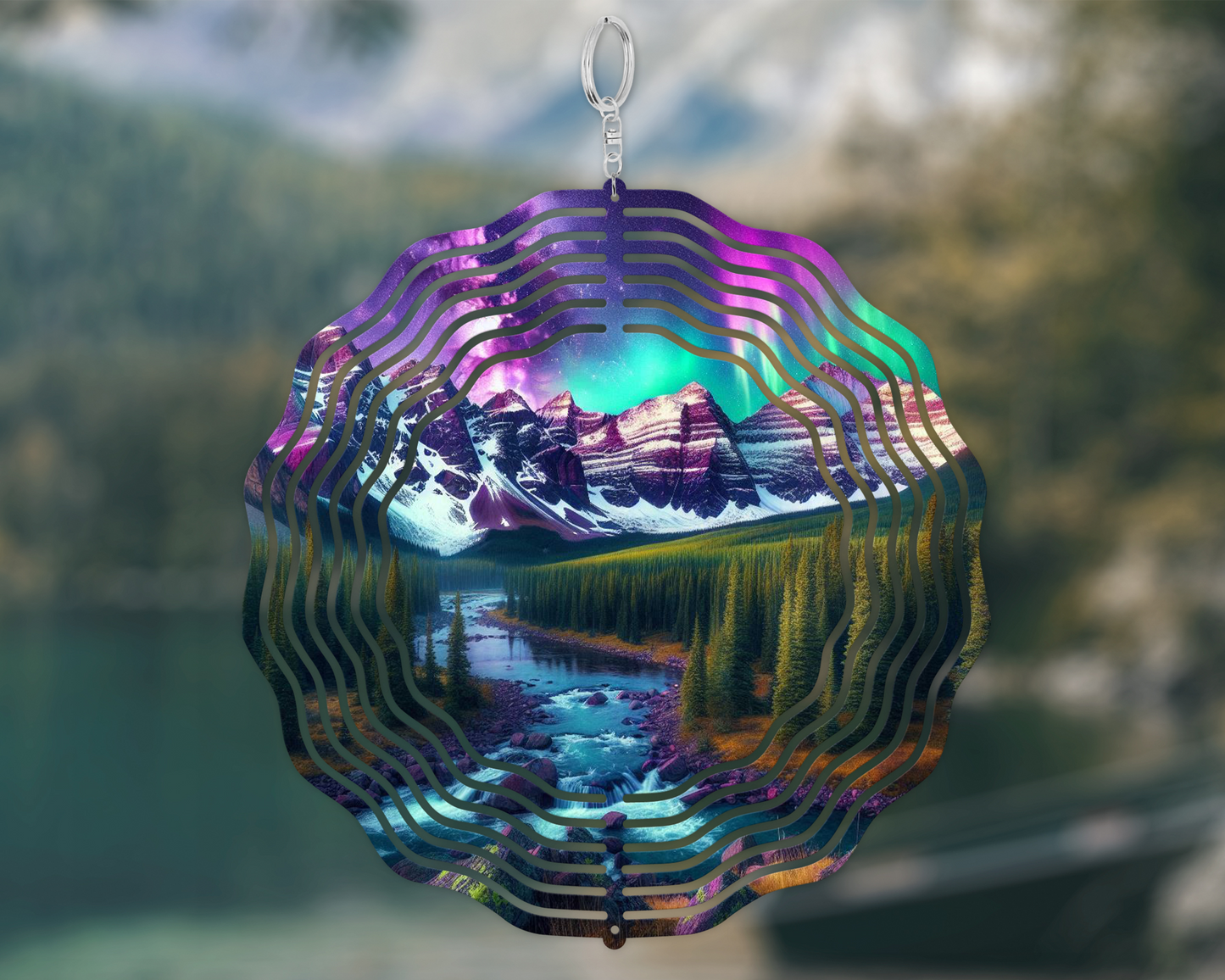 Northern Lights Wind Spinner - Unique Outdoor Hanging Decor for Enchanting Gardens