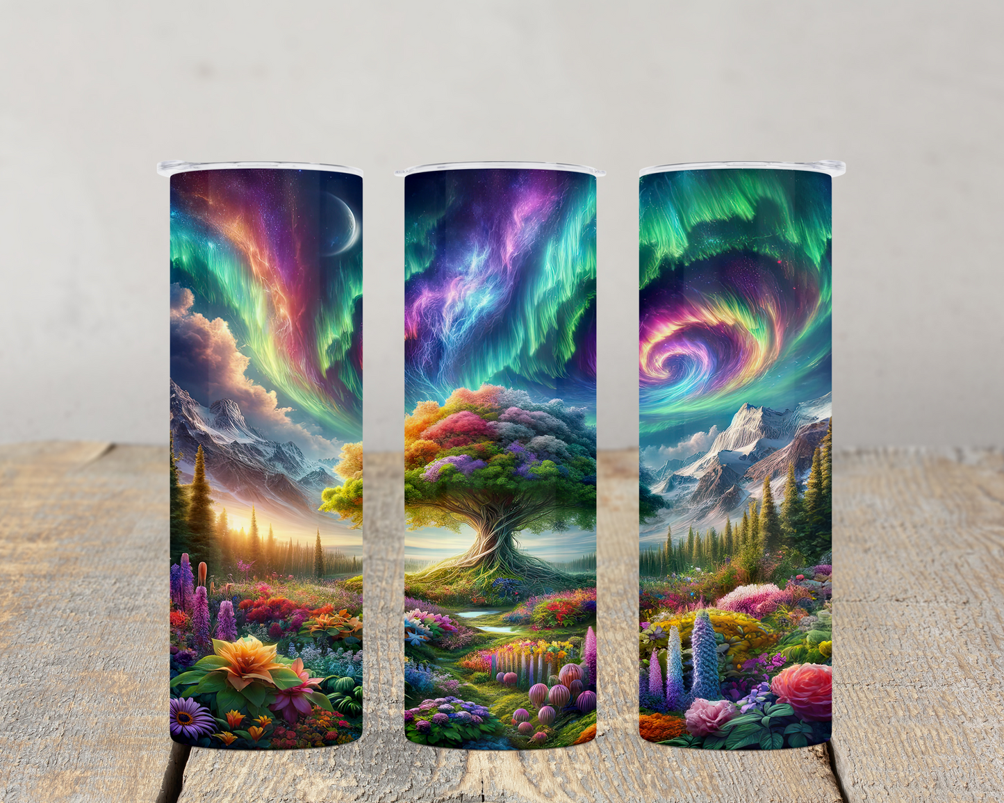 Tree of Life Northern Lights Tumbler - Unique Water Bottle for Adventure