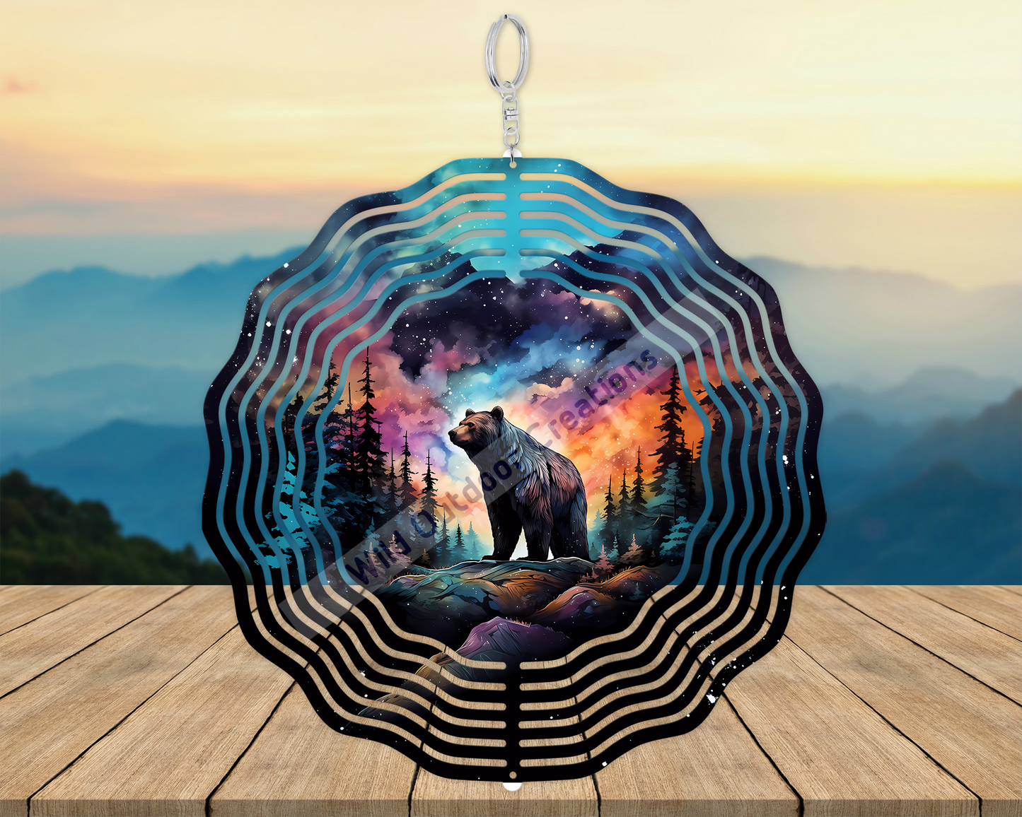 3D Northern Lights Bear Wind Spinner Perfect Gift for Bear Lovers