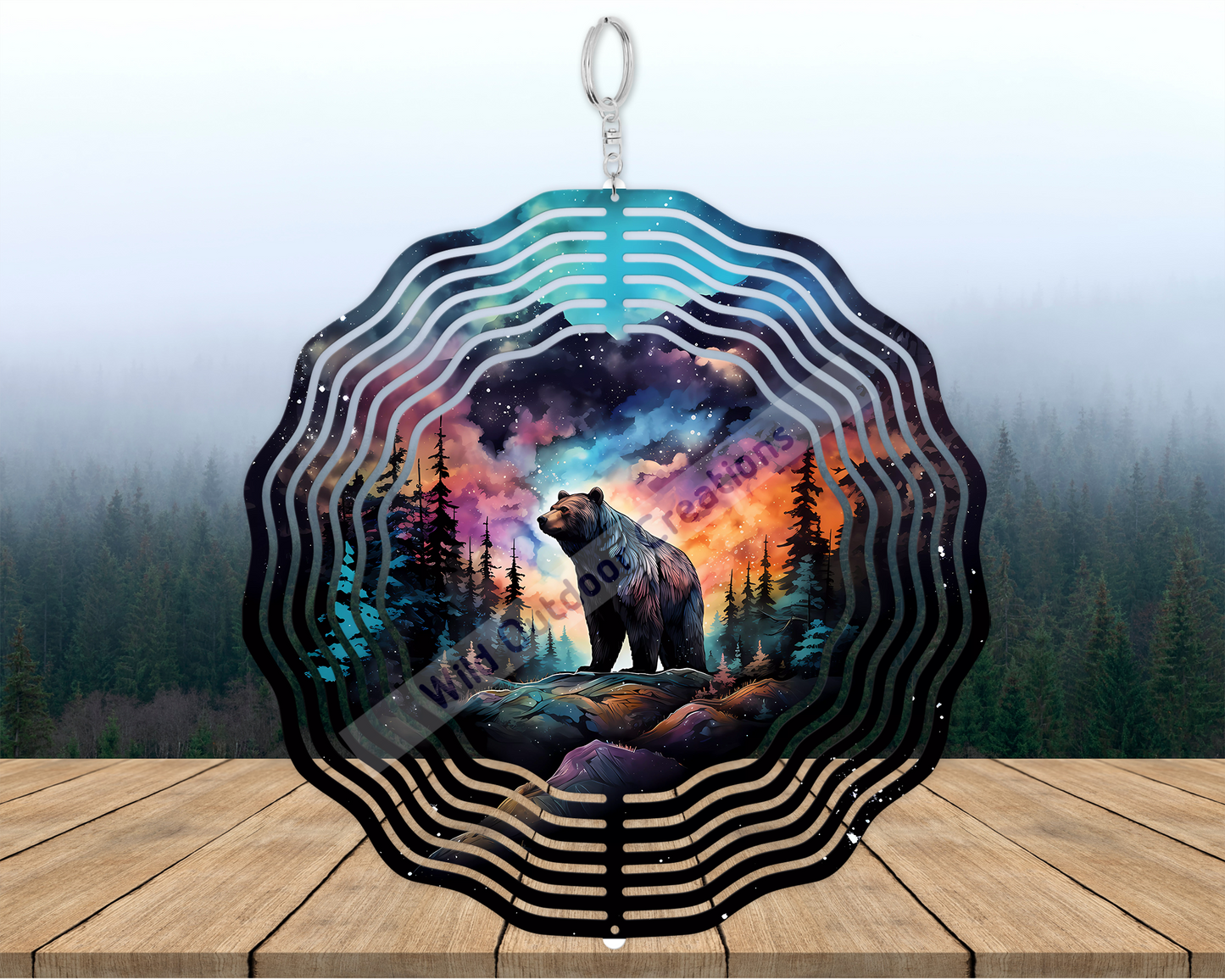 3D Northern Lights Bear Wind Spinner Perfect Gift for Bear Lovers