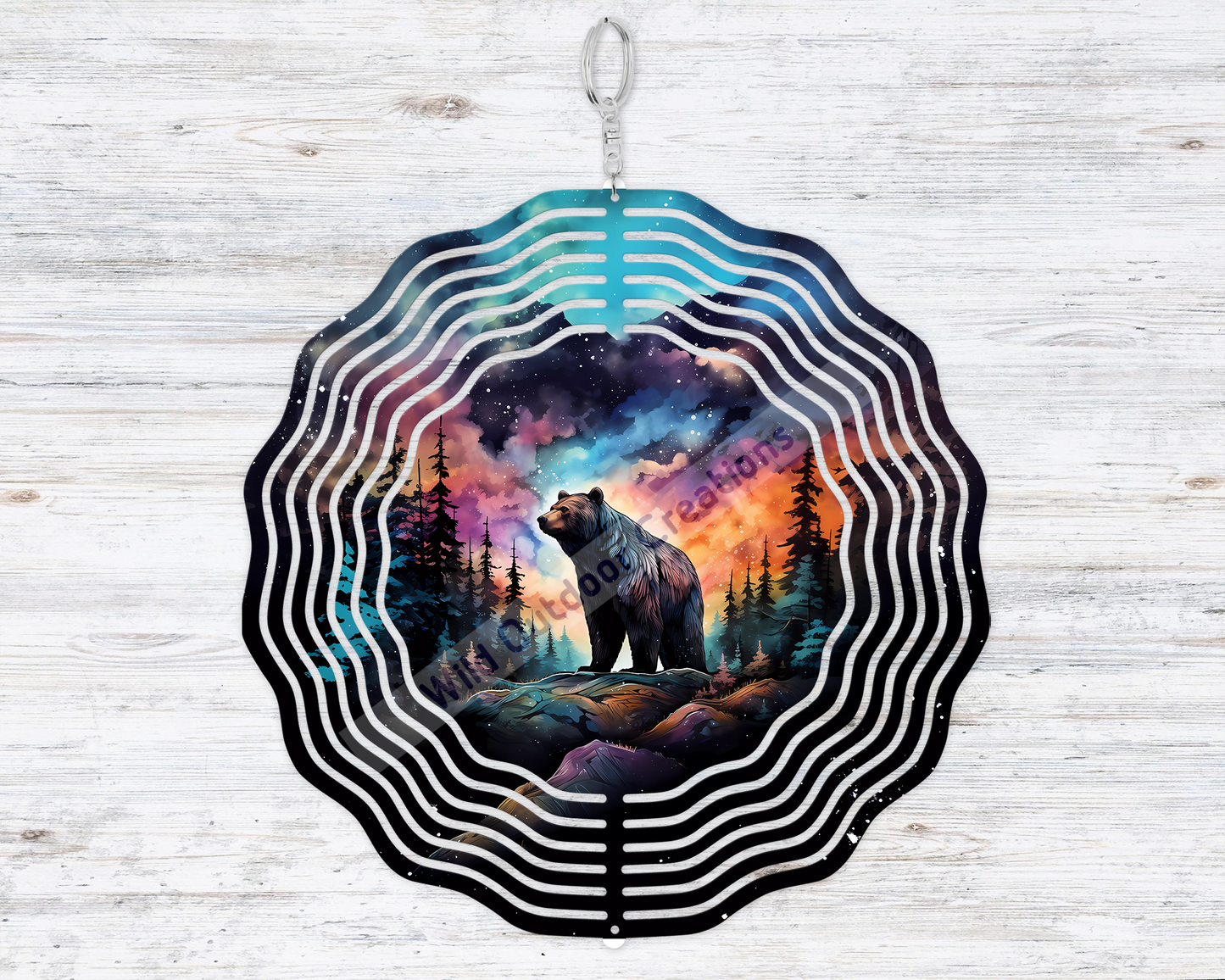 3D Northern Lights Bear Wind Spinner Perfect Gift for Bear Lovers