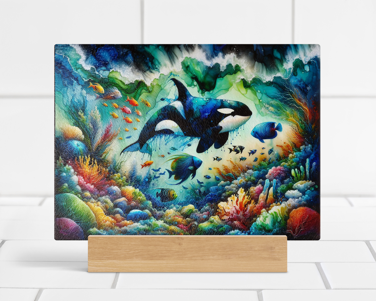 Orca Glass Cutting Board - Perfect Gift for Orca Lovers Ideal for Serving Challah