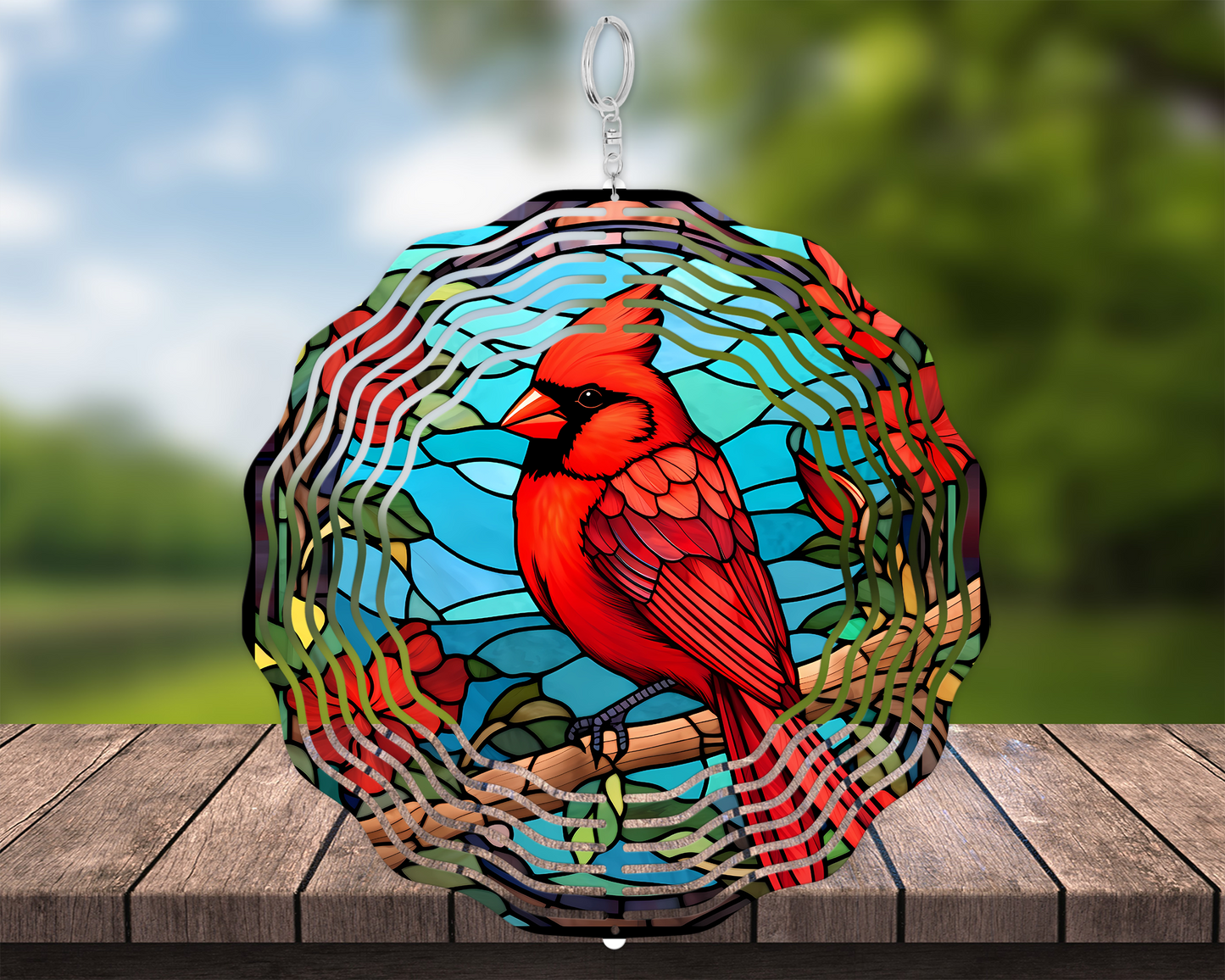 Cardinal Stained Glass Wind Spinner - Unique Mothers Day Gift Charming Porch Decor