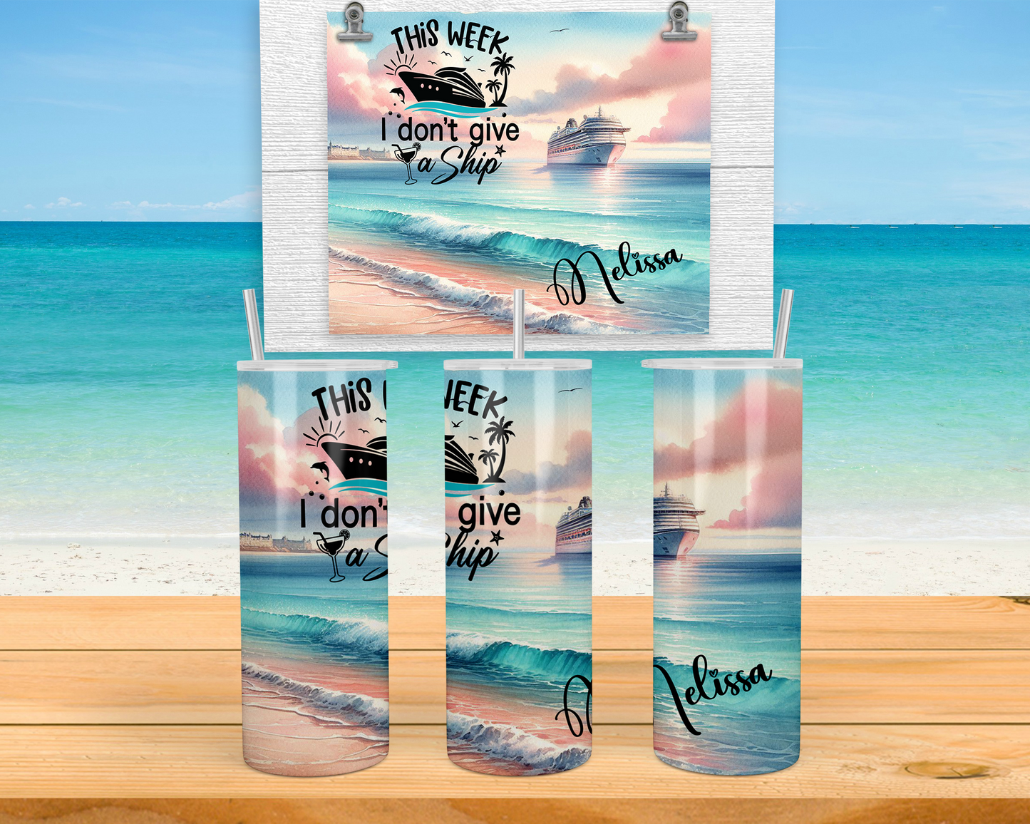 Personalized This Weekend I Dont Give A Ship Tumbler - Custom Beach Vacation Cup for Girls Trip or Cruise