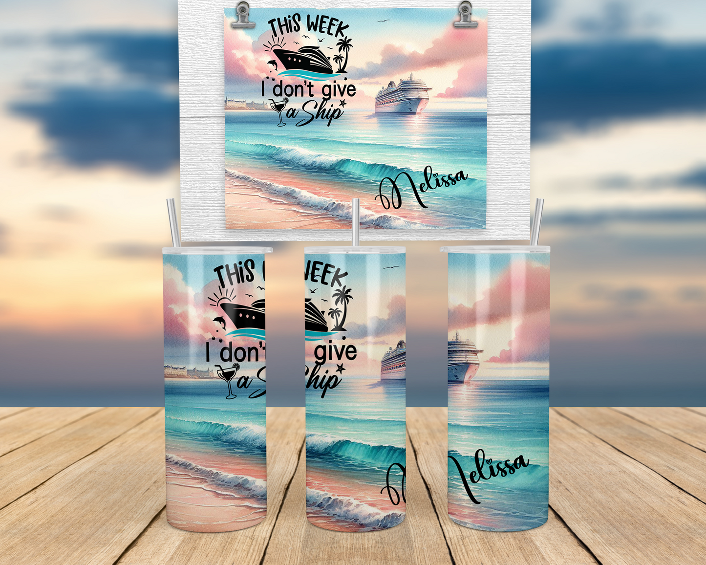 Personalized This Weekend I Dont Give A Ship Tumbler - Custom Beach Vacation Cup for Girls Trip or Cruise