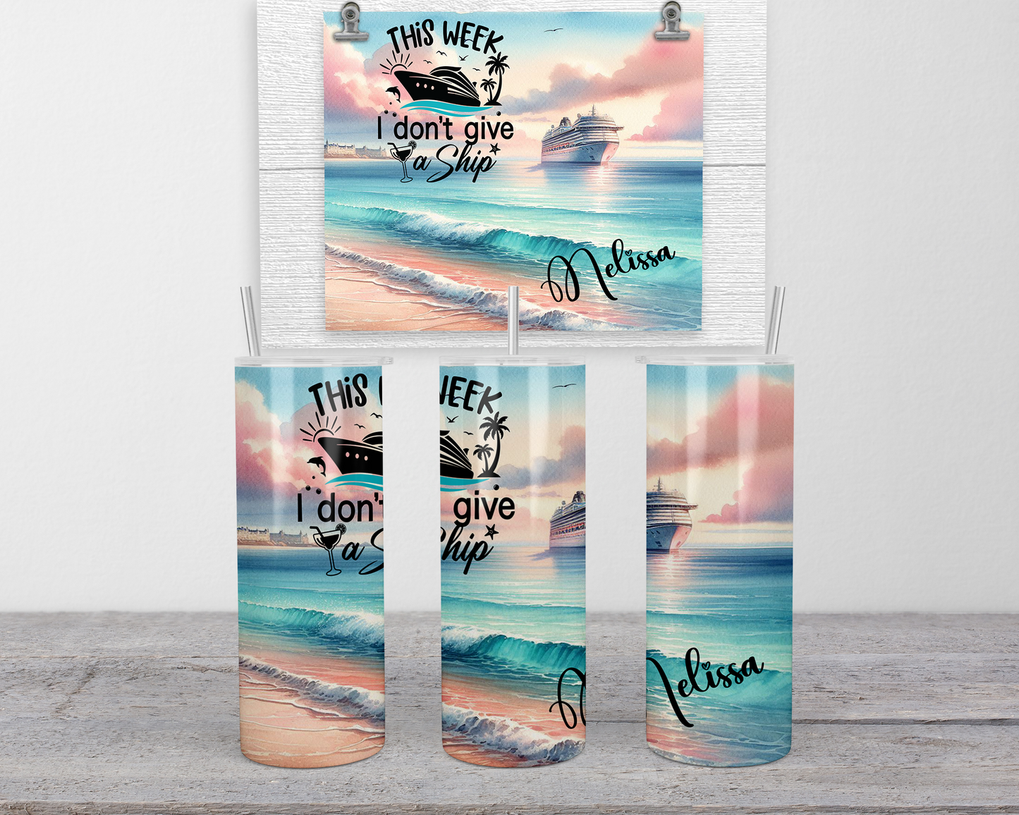 Personalized This Weekend I Dont Give A Ship Tumbler - Custom Beach Vacation Cup for Girls Trip or Cruise