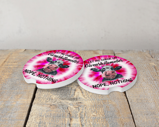 Colorful Ceramic Car Cup Holders, Set of 2 with Funny Cow and Tie Dye Pattern