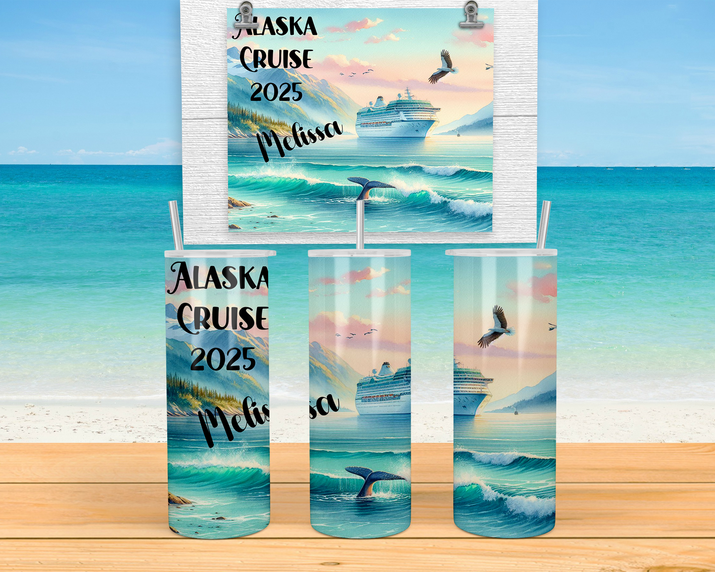 Personalized Glow-in-the-Dark Tumbler for Alaska Cruises - Ideal Girls Trip Group Cruise Gifts