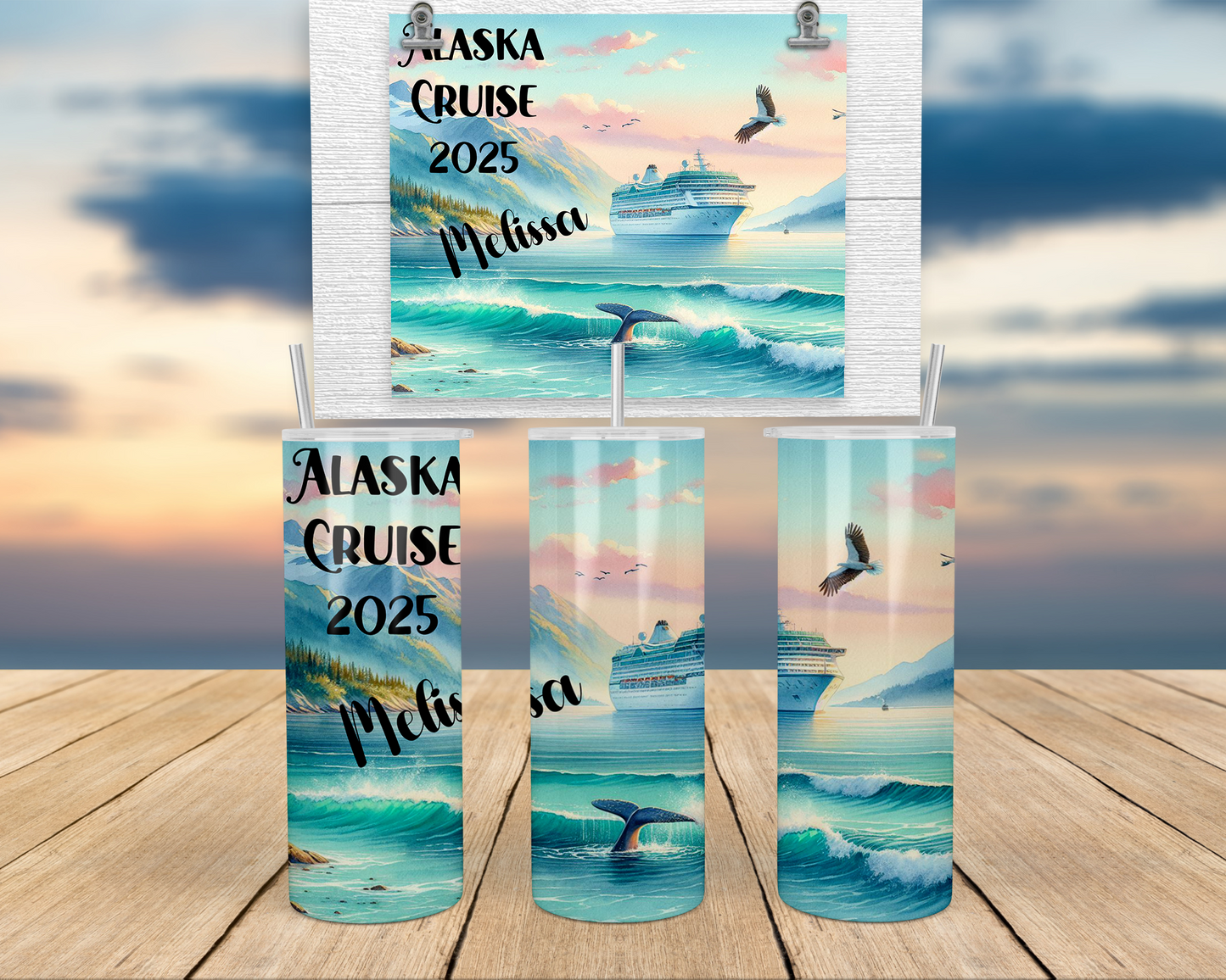 Personalized Glow-in-the-Dark Tumbler for Alaska Cruises - Ideal Girls Trip Group Cruise Gifts