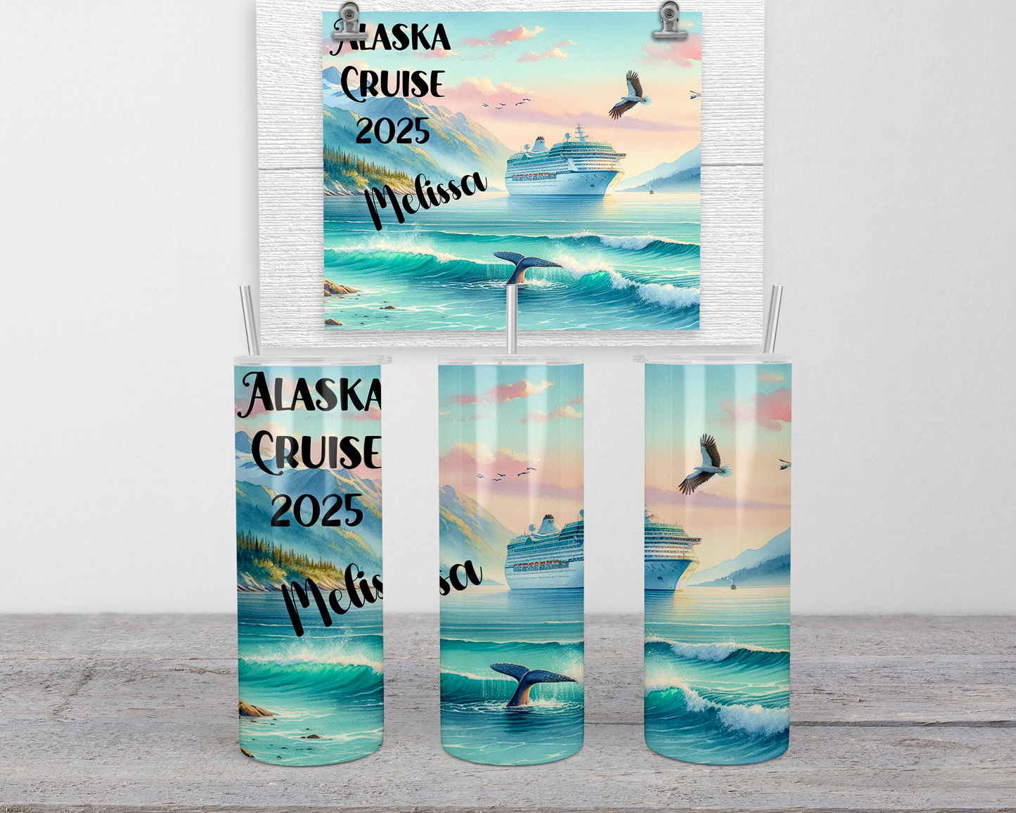 Personalized Glow-in-the-Dark Tumbler for Alaska Cruises - Ideal Girls Trip Group Cruise Gifts