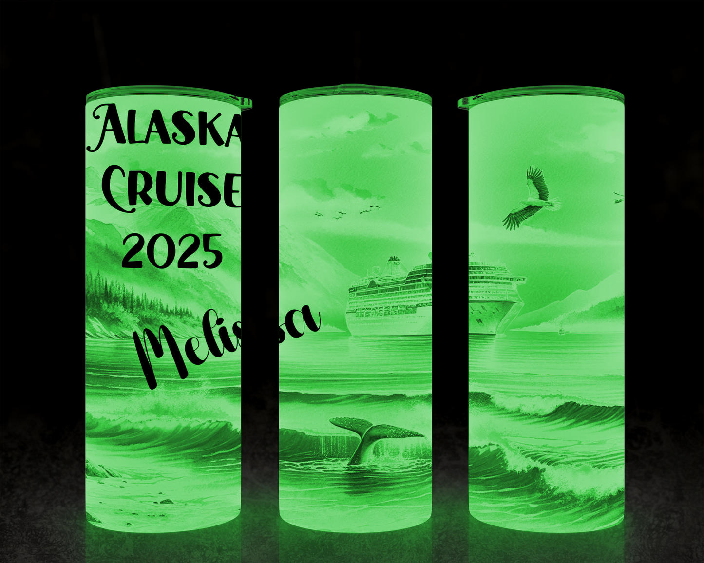 Personalized Glow-in-the-Dark Tumbler for Alaska Cruises - Ideal Girls Trip Group Cruise Gifts