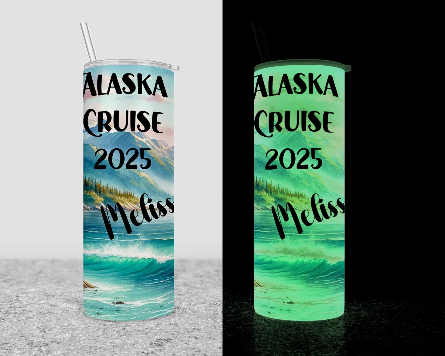 Personalized Glow-in-the-Dark Tumbler for Alaska Cruises - Ideal Girls Trip Group Cruise Gifts