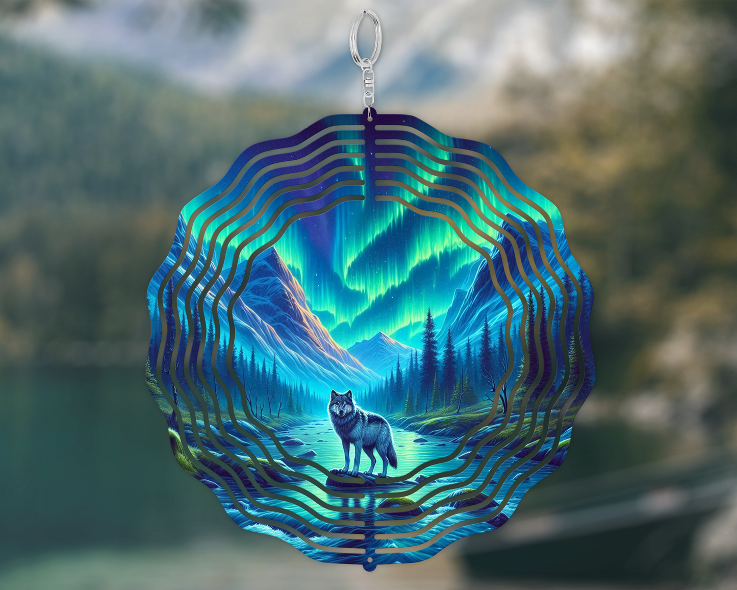 Wolf Wind Spinner for Gardens - Unique Northern Lights Decoration Perfect Mothers Day Gift