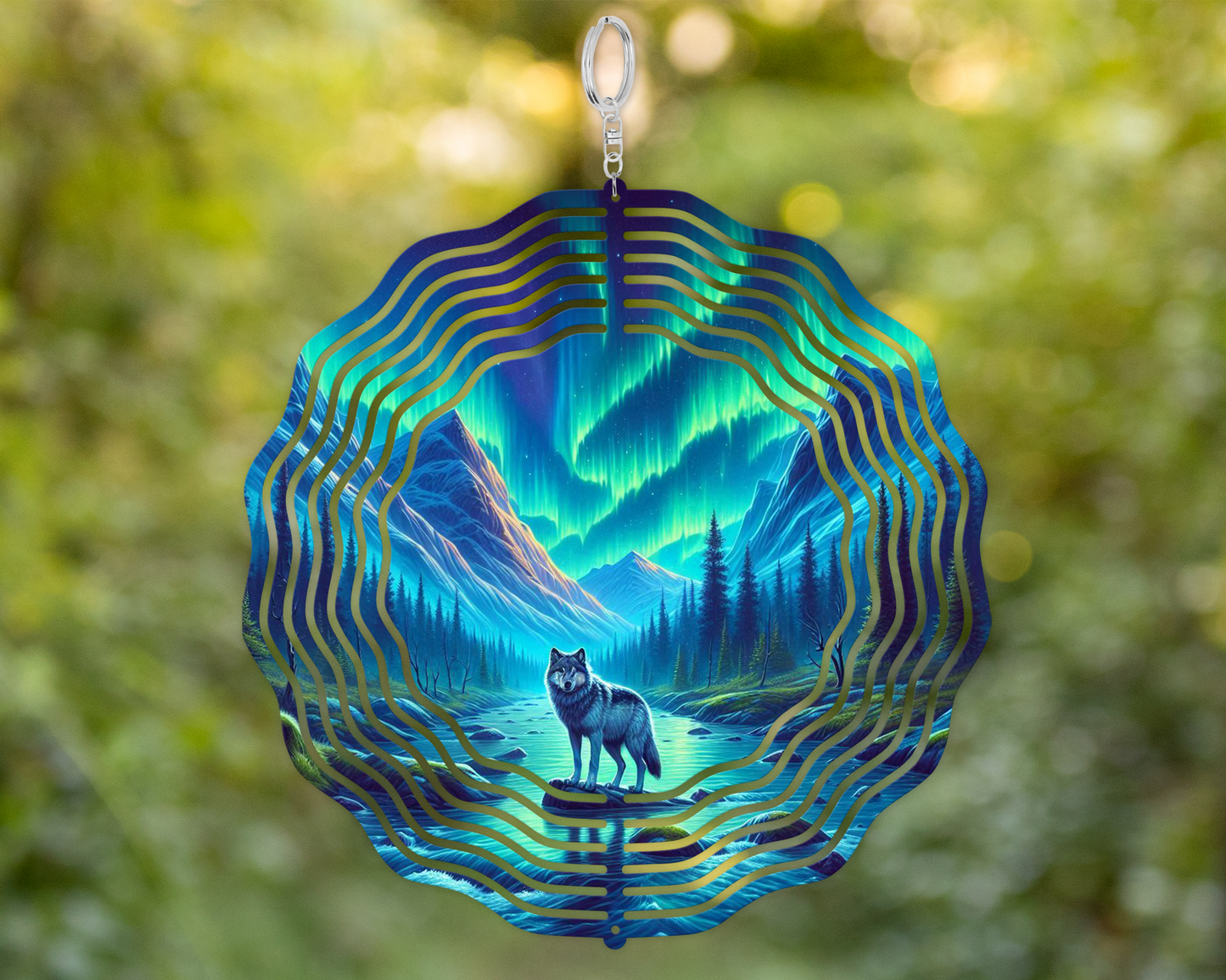 Wolf Wind Spinner for Gardens - Unique Northern Lights Decoration Perfect Mothers Day Gift