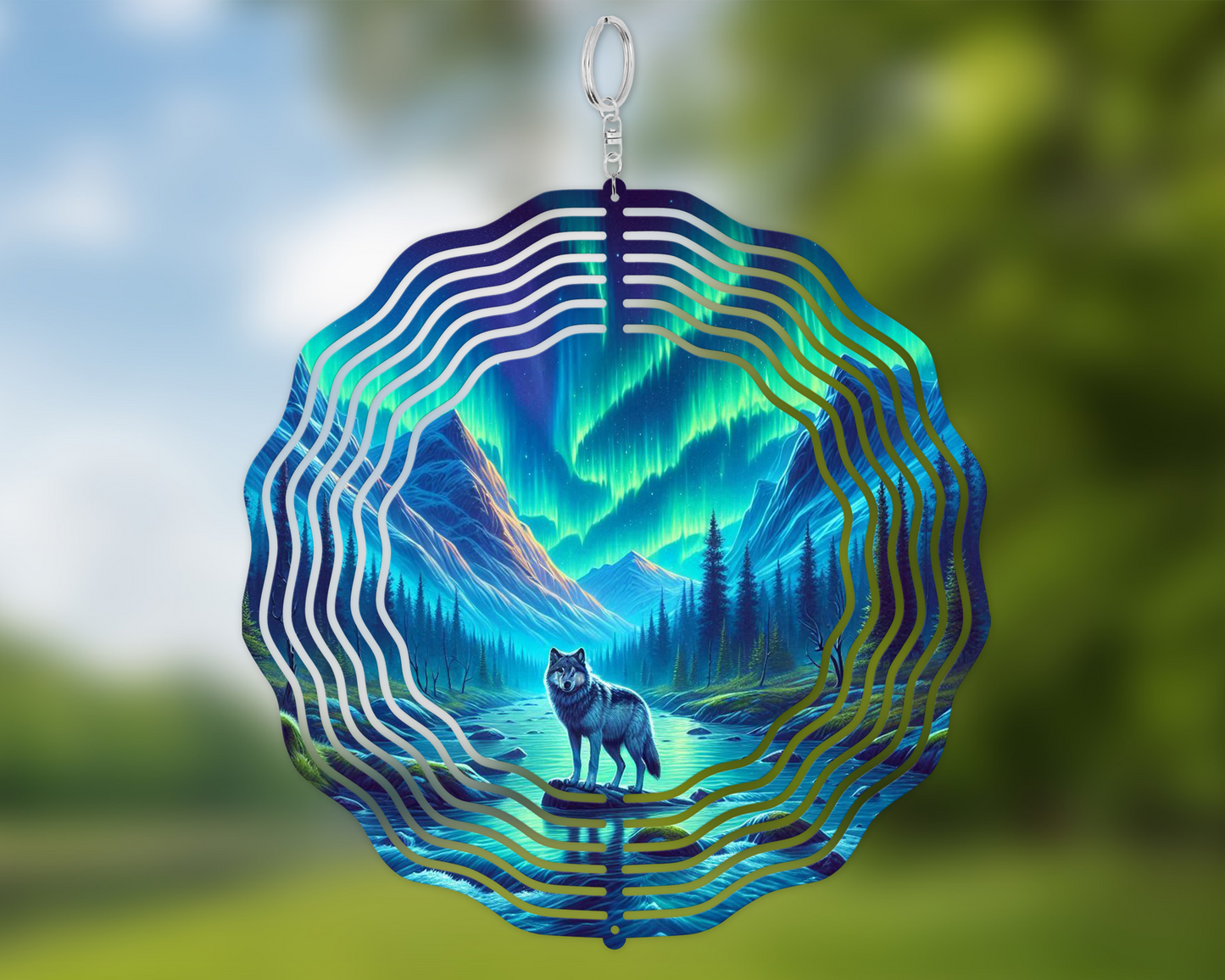 Wolf Wind Spinner for Gardens - Unique Northern Lights Decoration Perfect Mothers Day Gift