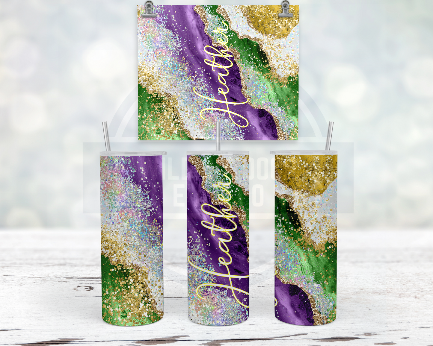 Personalized Mardi Gras Tumbler with Lid Straw - Perfect Bachelorette Party Gift in New Orleans