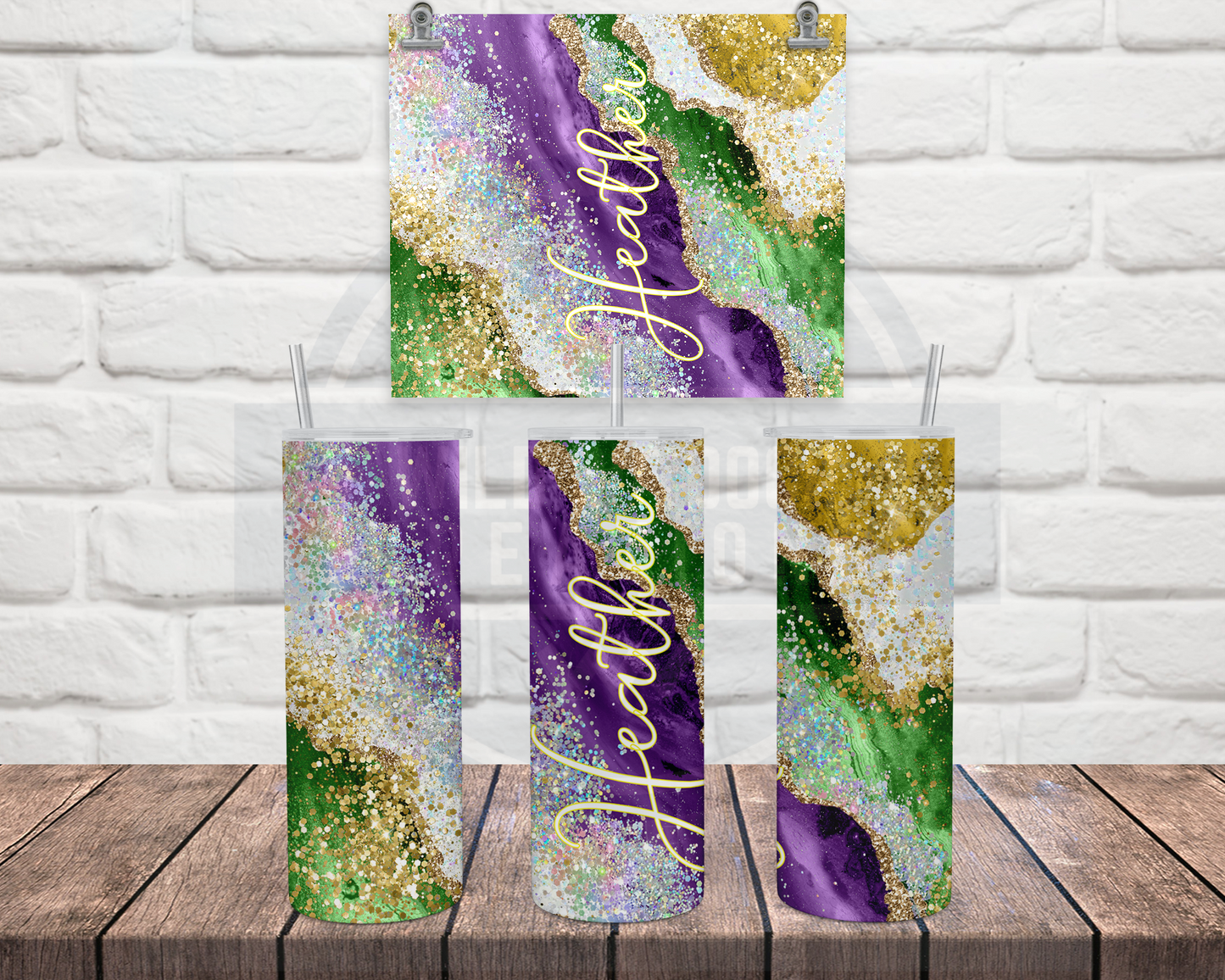 Personalized Mardi Gras Tumbler with Lid Straw - Perfect Bachelorette Party Gift in New Orleans