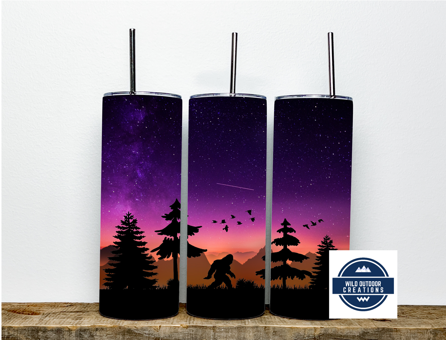 Bigfoot Sunset 20oz Skinny Tumbler - Durable Travel Mug for Outdoor Adventures