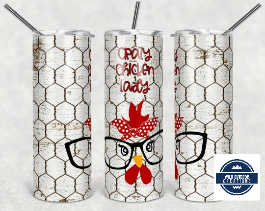 20oz Skinny Tumbler for Chicken Lovers - Fun Farmhouse Drinkware for Crazy Chicken Ladies