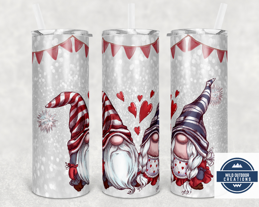 Gnome Valentine, To Go Cup with Straw and Lid, Travel Coffee Mug - Wild Outdoor Creations