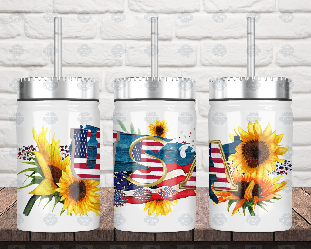 Sunflower Mason Jar Cup with Straw Lid Perfect for Drinks on the Go