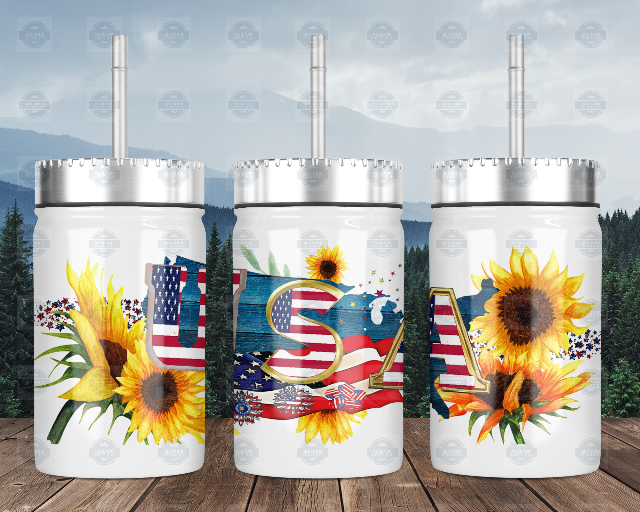 Sunflower Mason Jar Cup with Straw Lid Perfect for Drinks on the Go