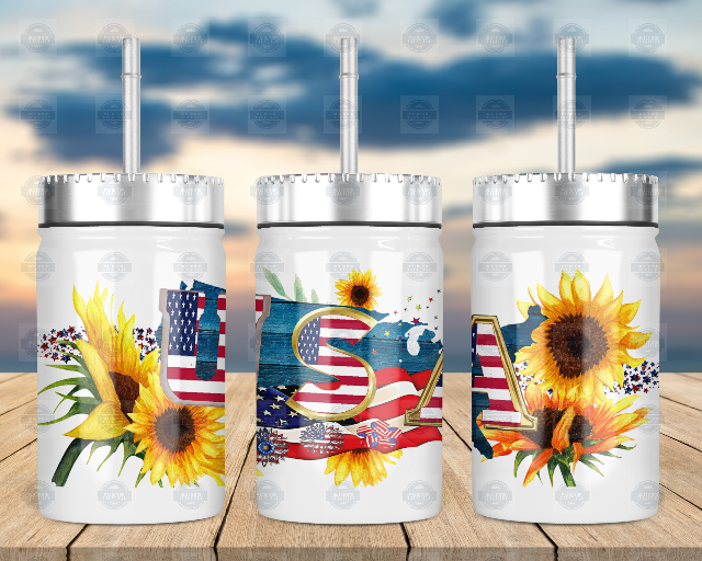 Sunflower Mason Jar Cup with Straw Lid Perfect for Drinks on the Go